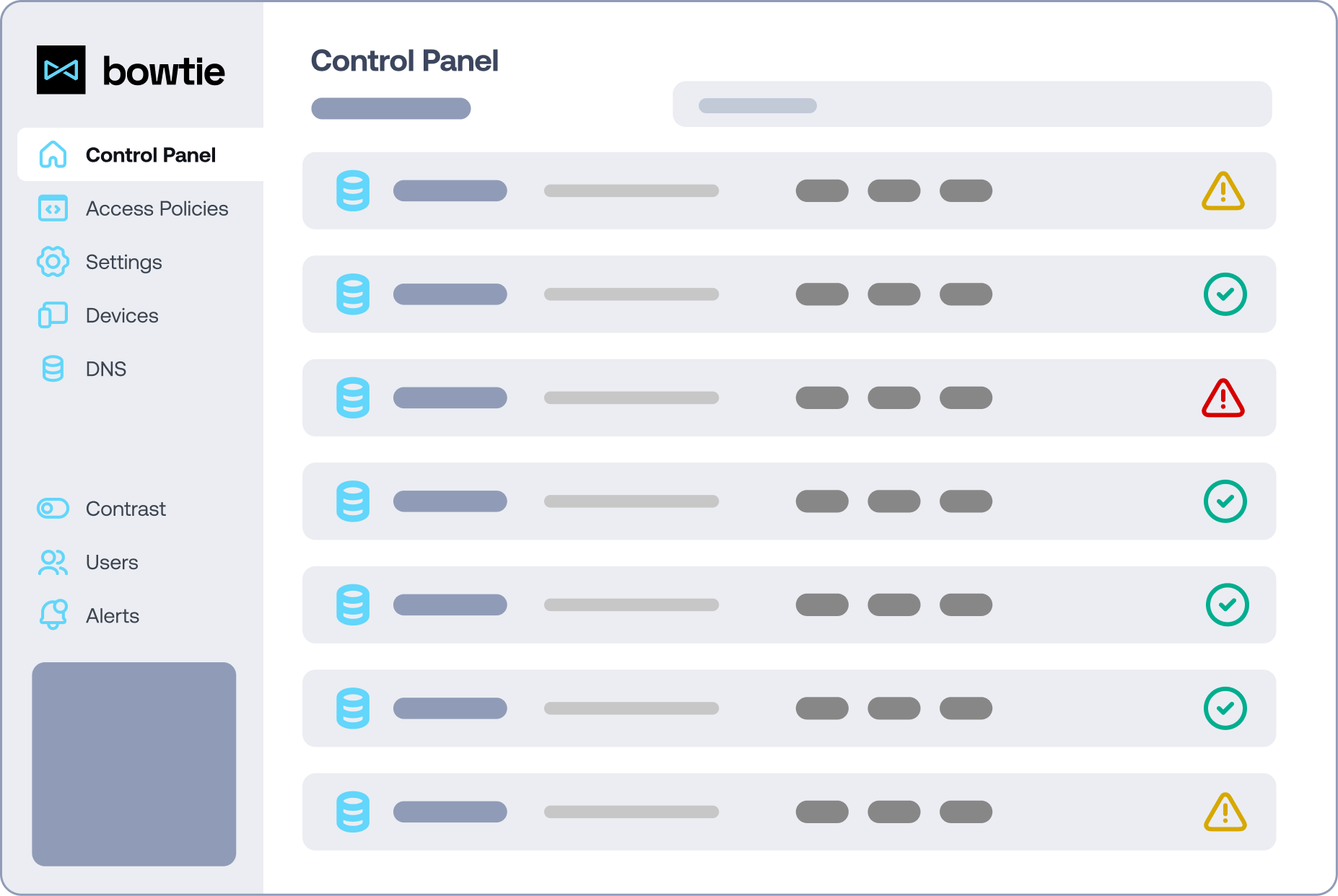 Control panel screen
