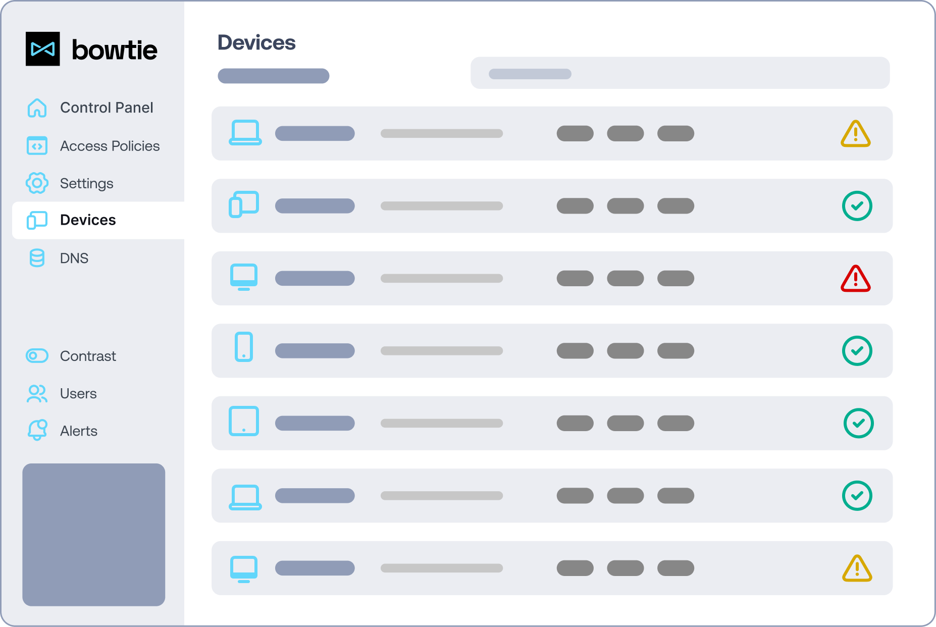 Devices screen